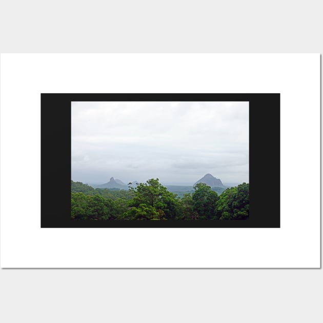 Misty Day over the Glasshouse Mountains Wall Art by pops